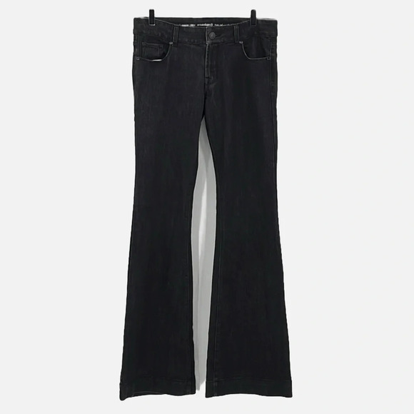Norma Kamali Wide Leg Flare Low Rise Long Inseam Jeans in Black - Size 8 - Picture 1 of 8